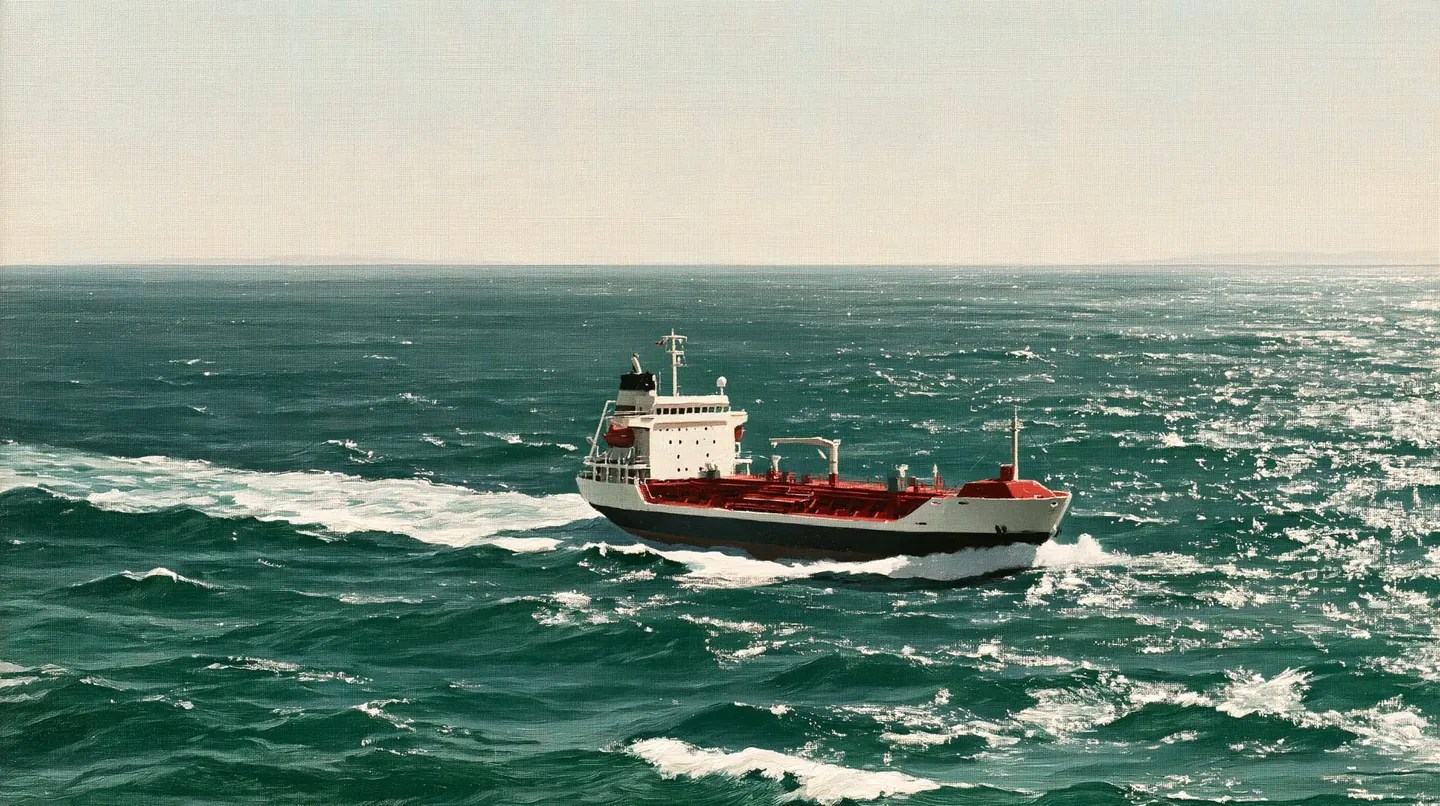 A tanker crossing open water