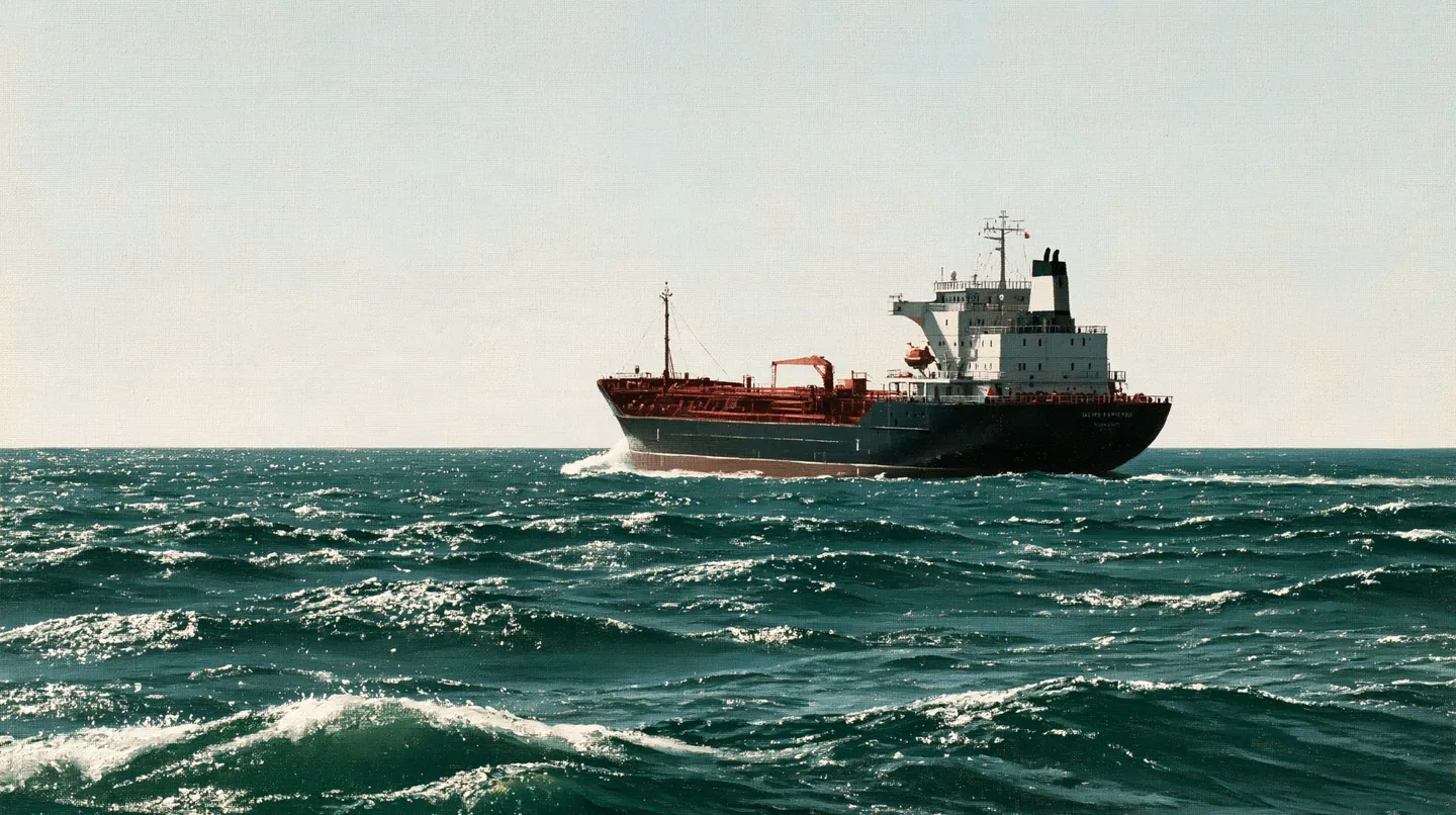 A tanker under way on rough open sea